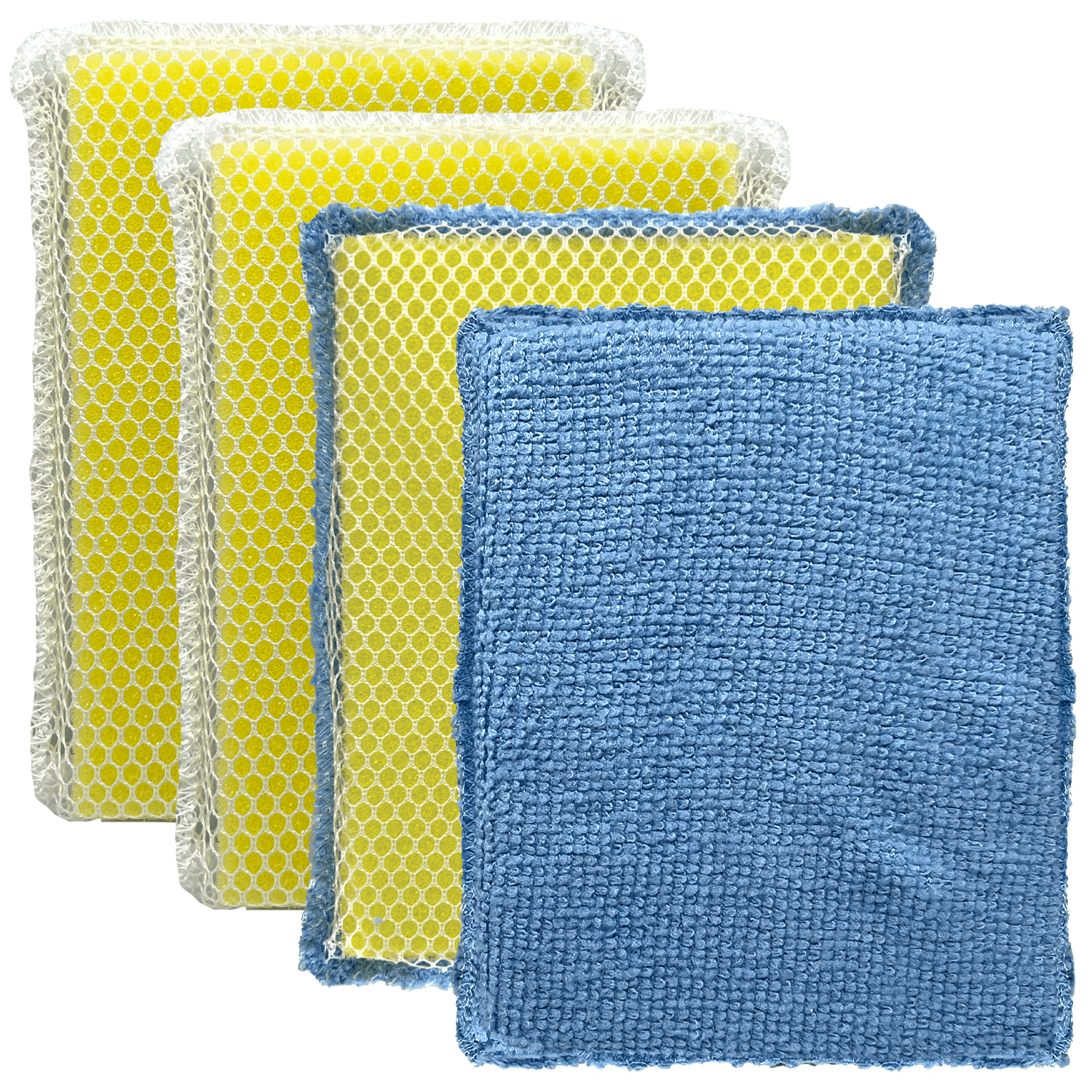 Lola Products LOLA Microfiber Cloth W/ Nylon Net & All Nylon Net Both Side Cleaning Pads - 4 Pack