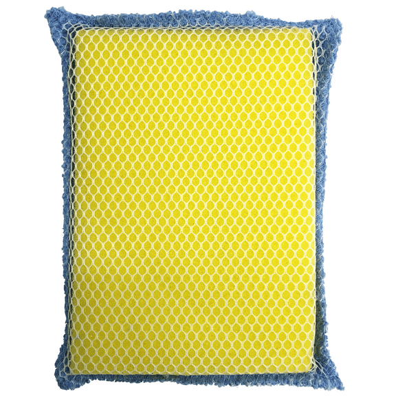 LOLA Microfiber Terry & Nylon Net Sponge Scrubber Pad, Non Scratch 2-Way Cleaning, Gently Scrubs & Wipes Clean, 1 Pack