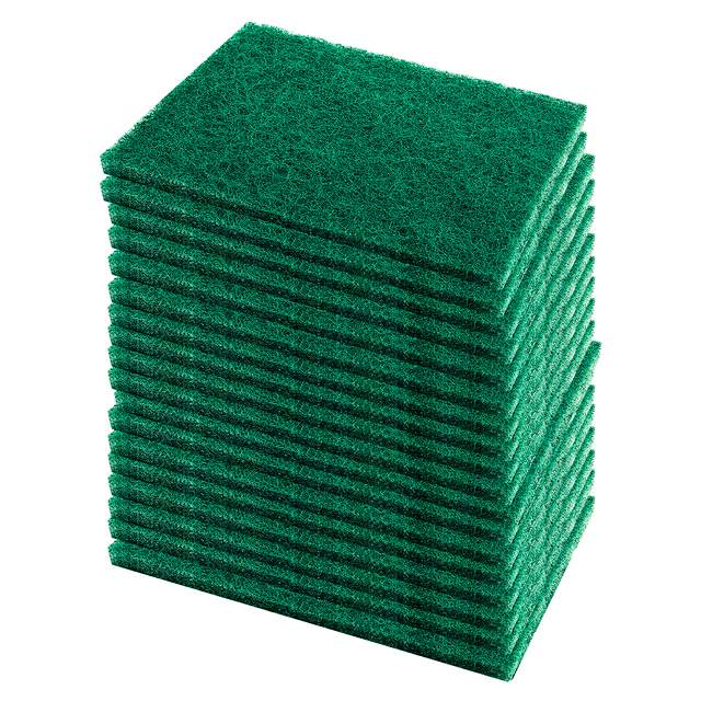 LOLA Pot Brite Scouring Fiber Pad | Long Lasting Nylon & Polyester Non-Woven Scrub Pad | Heavy Duty 4" X 6" Cleaning Pads | Removes Grease & Baked-On Foods | Rust Proof | Green Color | 18 Pack