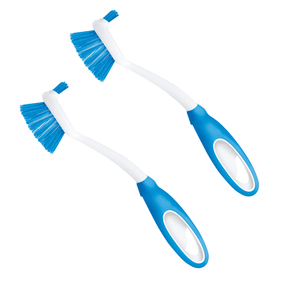 LOLA Pro Dish Brush w/ Comfort Non-Slip Rubber Handle, Built-in Food Scraper - 2 CT