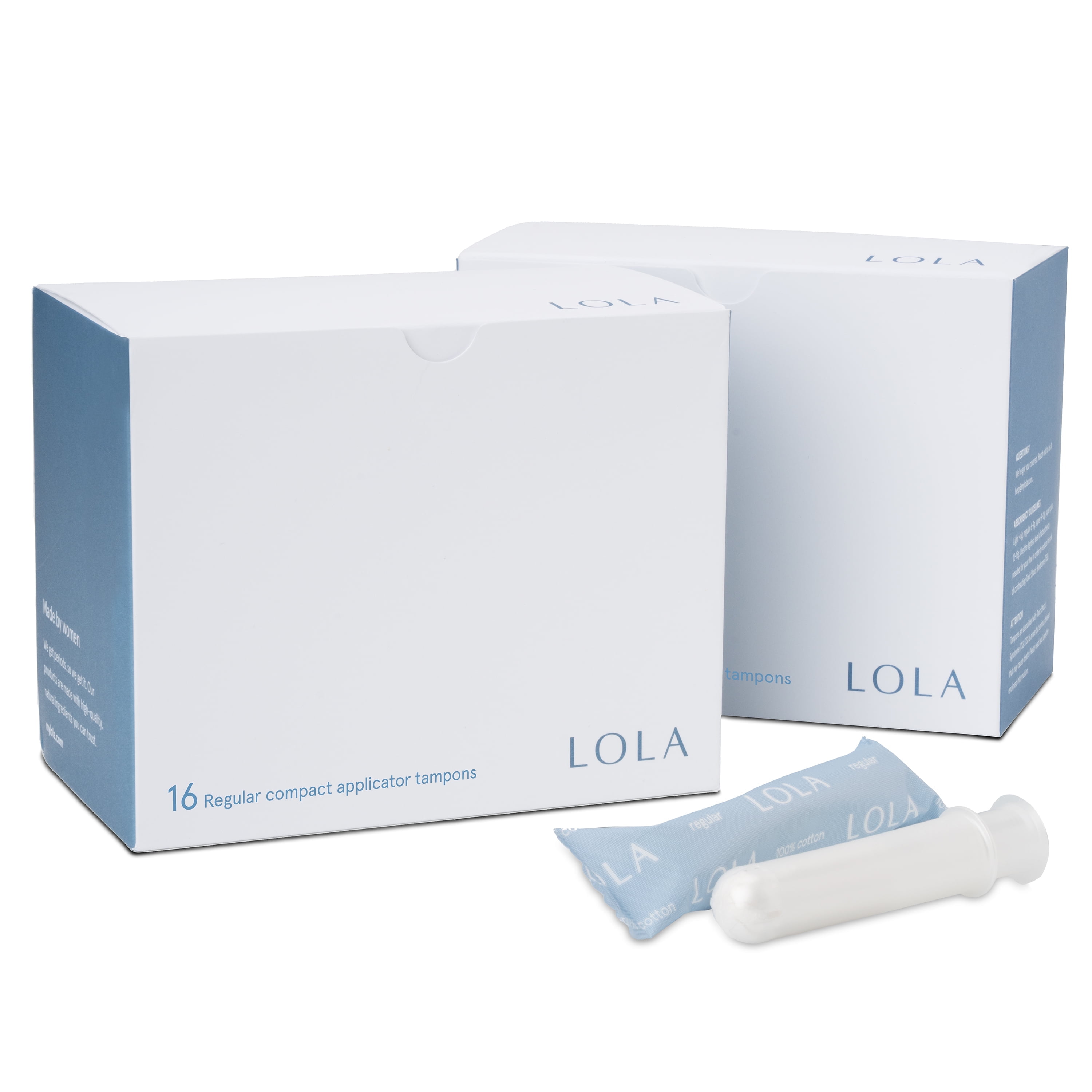 LOLA Regular Organic Tampons - 32 Count - Regular Non-Toxic Tampons, 100% Organic Cotton Tampon, Period Feminine Hygiene, Feminine Care Product Multipack, HSA FSA Approved