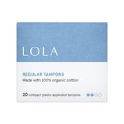 LOLA Regular Tampons, Organic Cotton, Compact Plastic Applicator, 20 Count