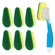 LOLA Soap Dispensing Dish Wand W/ 7 Super Absorbent Sponge Head, Reusable