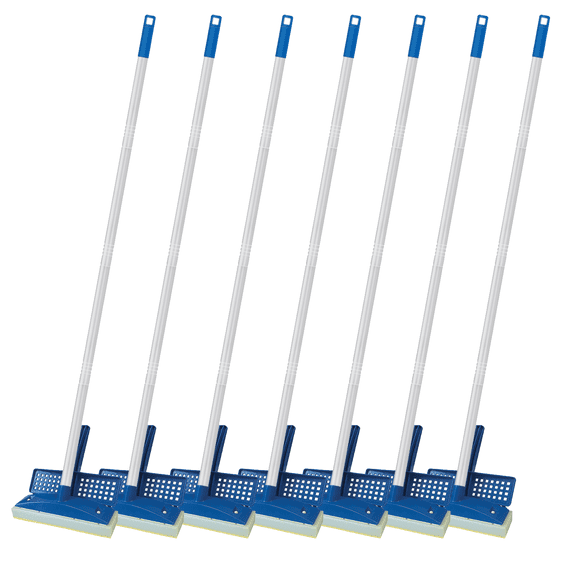 LOLA Squeeze Sponge Mop w/ Poly Foam & a Natural Cellulose Layer, Absorbs and Wicks Moisture, Hard Surface Cleaner, Refillable, 9” Wide Head, 7 Pack
