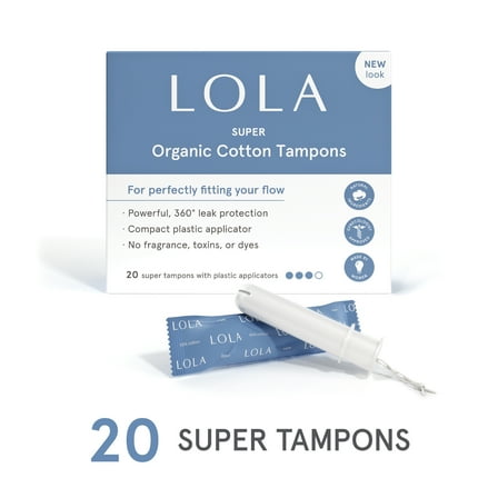LOLA Super Tampons, Compact Plastic Applicator, 20 Ct