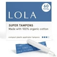 thumbnail image 1 of LOLA Super Tampons, Organic Cotton, Compact Plastic Applicator, 60 Count, 1 of 10