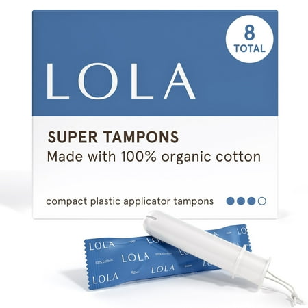 LOLA Super Tampons, Organic Cotton, Compact Plastic Applicator, 8 Count