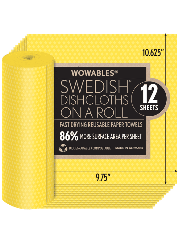 LOLA Swedish Dishcloths - 12 Pk, Eco-Friendly Sponge Cloths, Reusable Paper Towels, Made in Germany