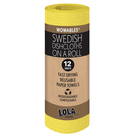 LOLA Swedish Dishcloths - 12 Pk, Eco-Friendly Sponge Cloths, Reusable Paper Towels, Made in Germany