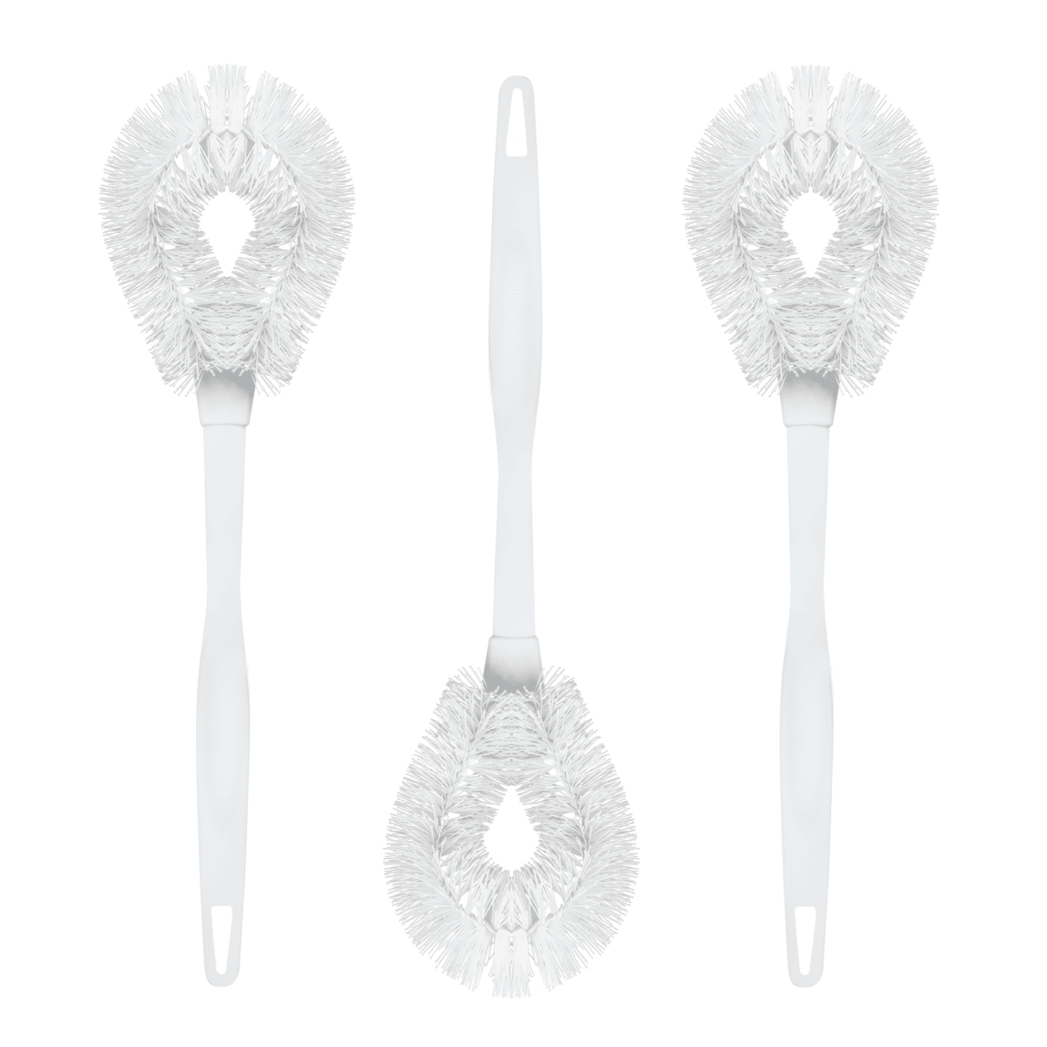 LOLA Toilet Bowl Brush W/ Curved Head, Durable Poly Fiber Bristles - 3 Count