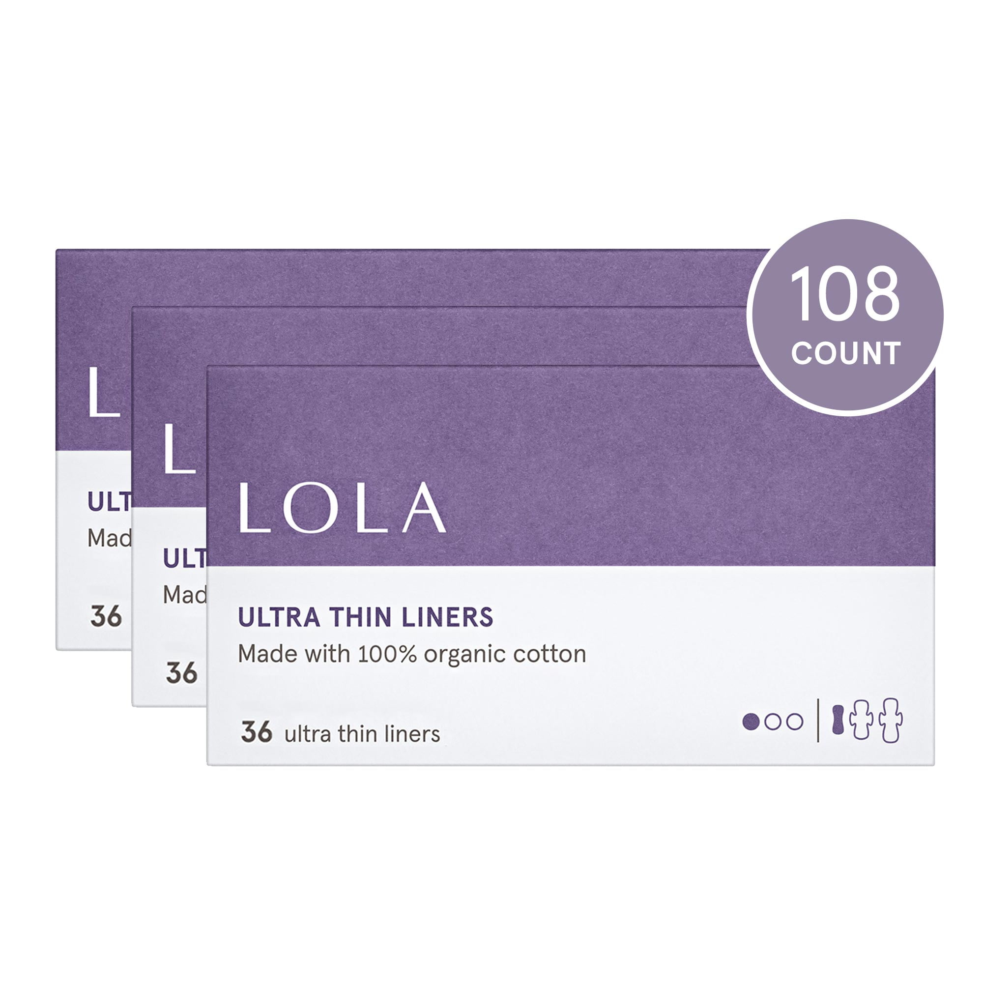 LOLA Ultra Thin Liners, 100% Organic Cotton, Light Absorbency, 108 Count