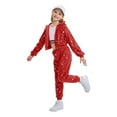 thumbnail image 1 of LOLANTA 2Pcs Girls Dance Outfits Cropped Sequin Jacket Pants Set Kids Hip Hop Dance Clothing for 90s Theme Party 4-12 Years, 1 of 6