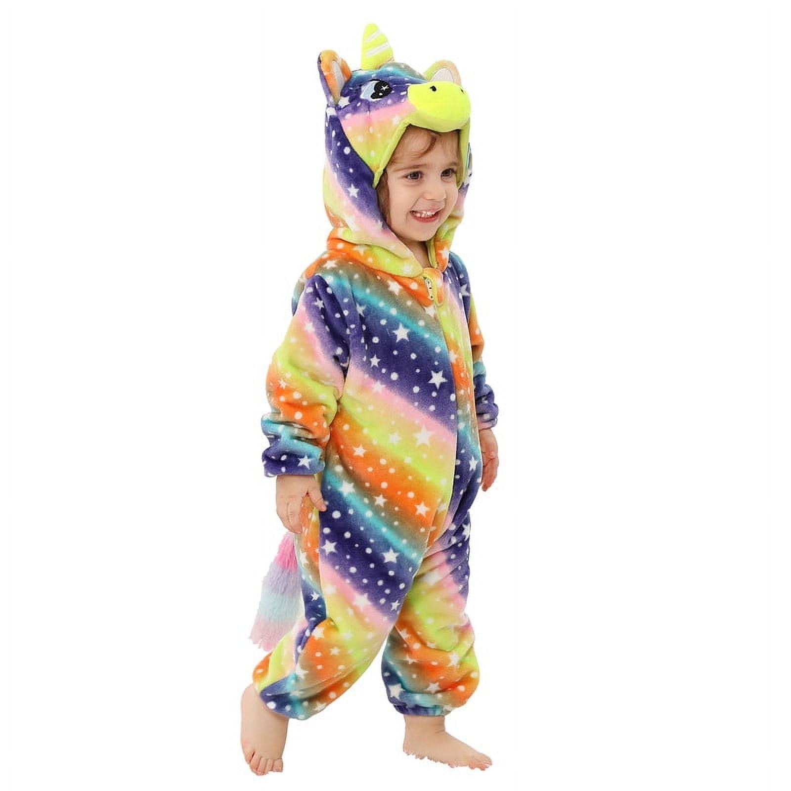 LOLANTA Baby Toddler Girls Unicorn One-piece, Infant Fleece Hooded Rompers, Double Way Zipper Closure 6 Months-3T