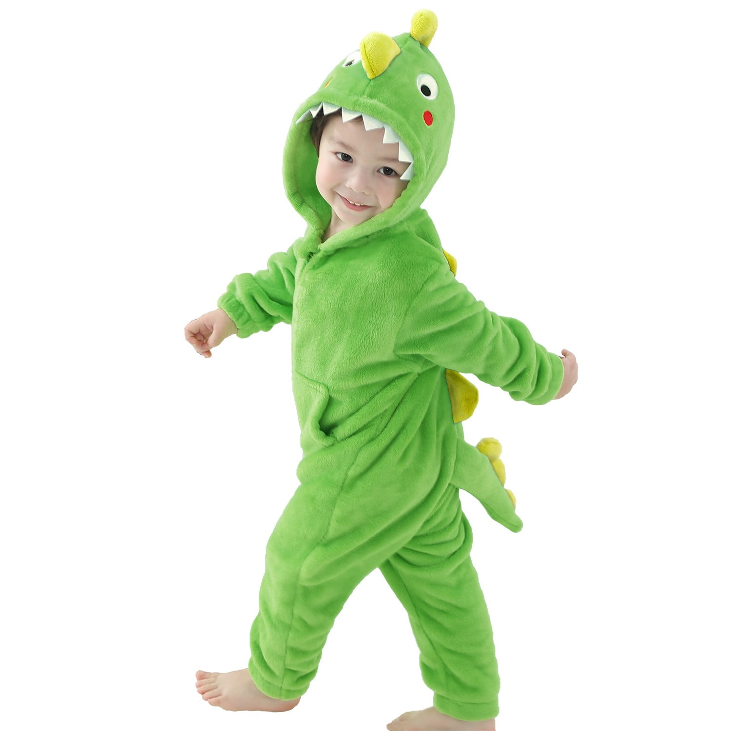 LOLANTA Déguisement Tricératops Enfant – Pyjama à Capuche D’animal, Combinaison 100% Polyester, Fermeture Double Sens, Moufles Et Chaussons Rabattables