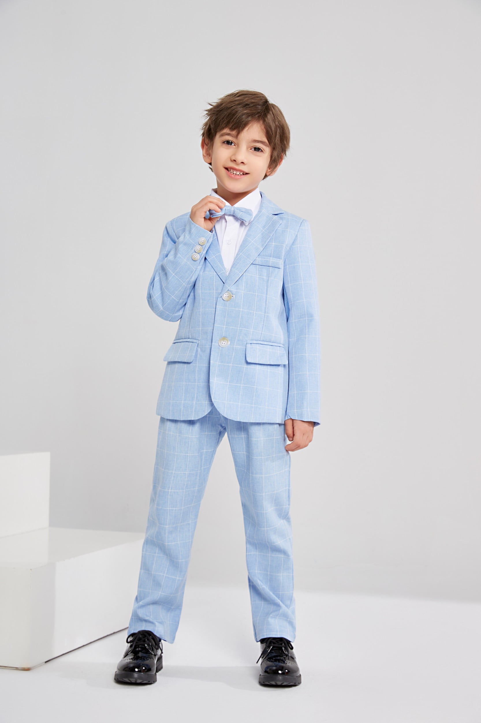 LOLANTA Boys Suit Wedding Ring Bearer Outfit Kids Suit Set, Plaid ...