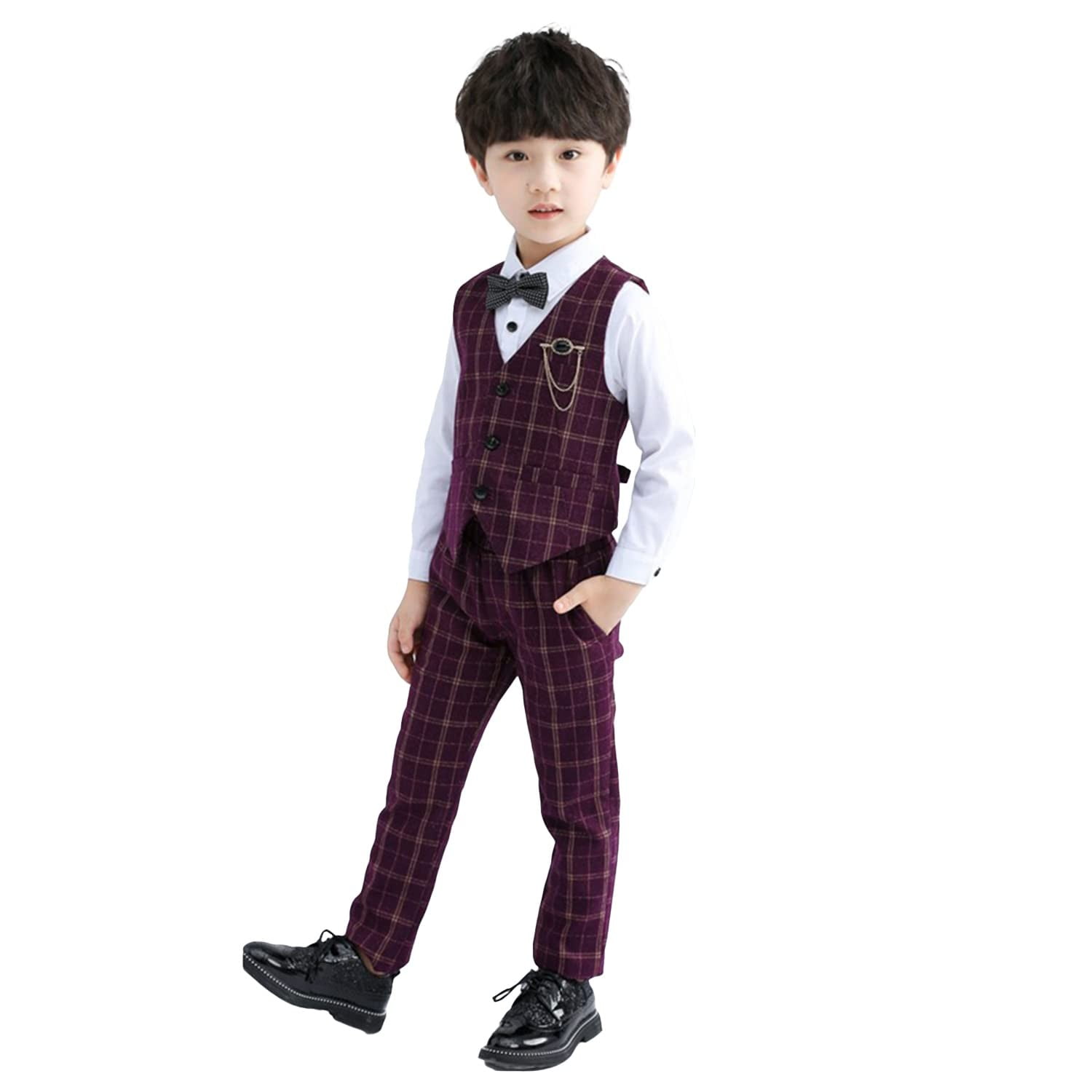 Boys Summer Wedding Suit Set - 5 Piece Dress Outfit With Ring Holder - View #2