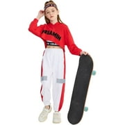 LOLANTA Girls 3 Piece Outfits Cropped Hoodie Tank Top Jogger Pants Set Hip Hop Jazz Street Dance Skateboarding Clothes