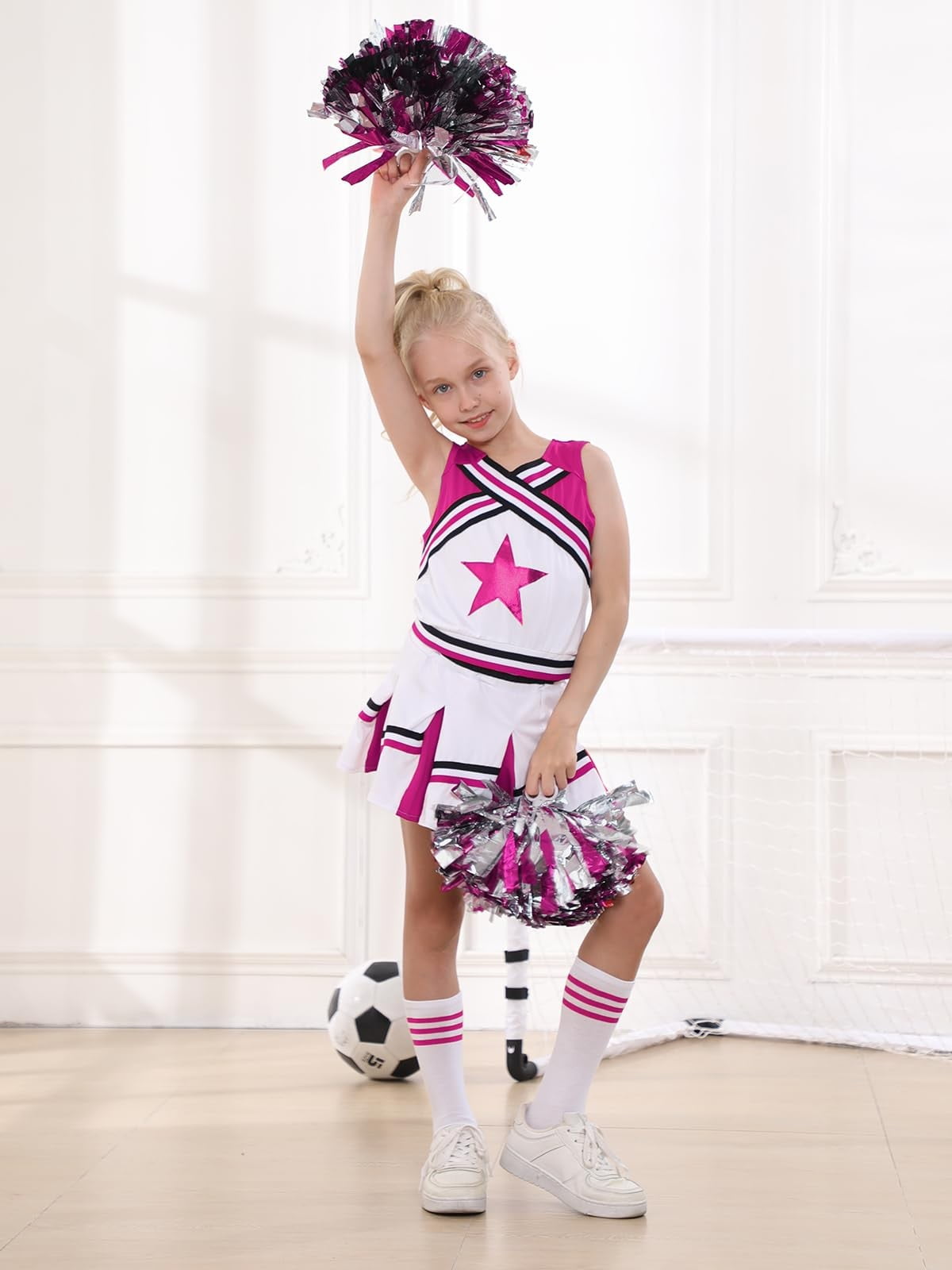 LOLANTA Girls Cheerleading Outfit Cheer Costume For Girls Sleeveless ...