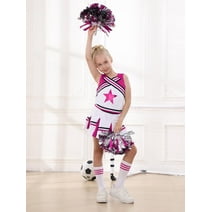 YIZYIF Youth Juniors Cheerleading Uniform Outfit Girls Halter Hollow ...