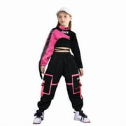 LOLANTA Girls Hip Hop Dance Clothes 3Pcs Crop Top Cargo Pants Sets Active Outfits