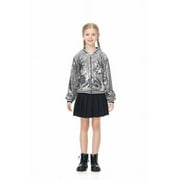 LOLANTA Girls Sequin Jacket Long Sleeve Kids Bomber Coats with Pockets Spring Fall Outfits