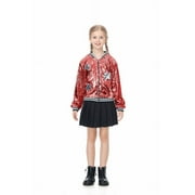 LOLANTA Girls Sequin Jacket Long Sleeve Kids Bomber Coats with Pockets Spring Fall Outfits