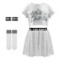 thumbnail image 1 of LOLANTA Girls Sequins Dance Outfits Sparkly Jazz Latin Hip Hop Clothes Crop Top with Skirt 5-12 Years, 1 of 6