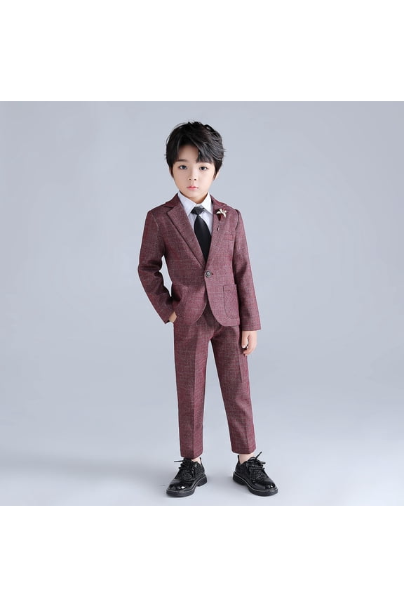 Lightweight Suit Boys Plaid Fashion Blazer Outfit Set (Newborn) 2-3 Years, 2 Count