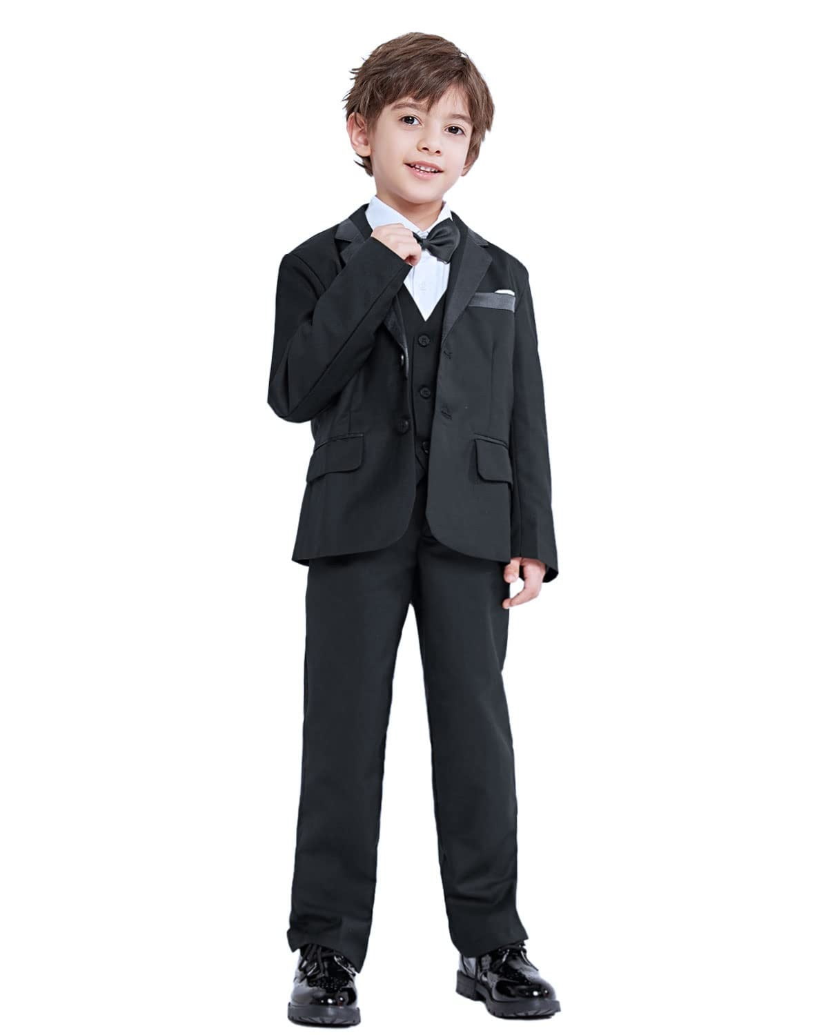 LOLANTA Kids Tuxedo Suits for Boys Ring Bearer Outfit 5 Piece Set Dress ...