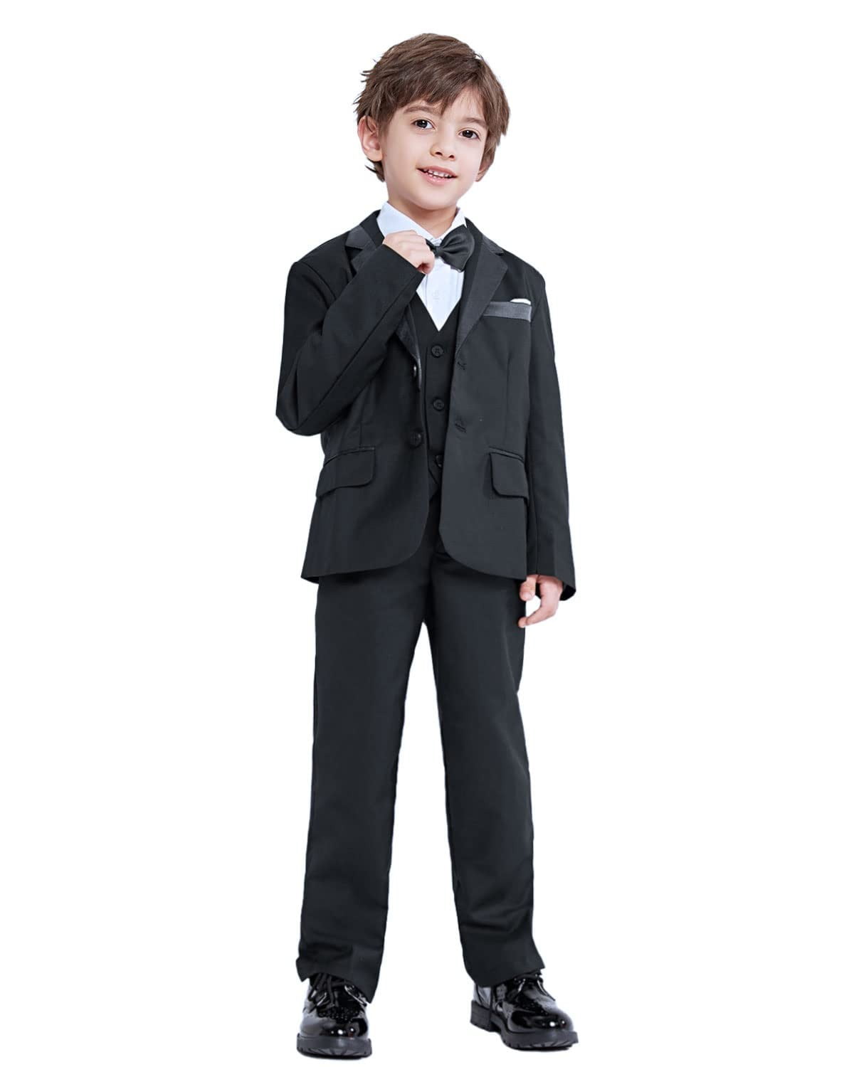 LOLANTA Kids Tuxedo Suits for Boys Ring Bearer Outfit 5 Piece Set Dress