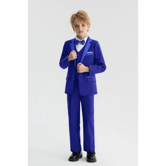 LOLANTA Kids Tuxedo Suits for Boys Ring Bearer Outfit 5 Piece Set Dress Clothes Formal Wear