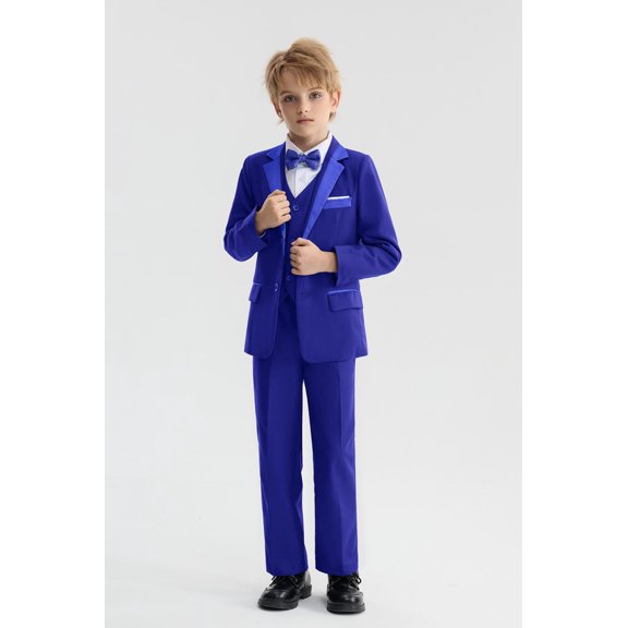 LOLANTA Kids Tuxedo Suits for Boys Ring Bearer Outfit 5 Piece Set Dress Clothes Formal Wear