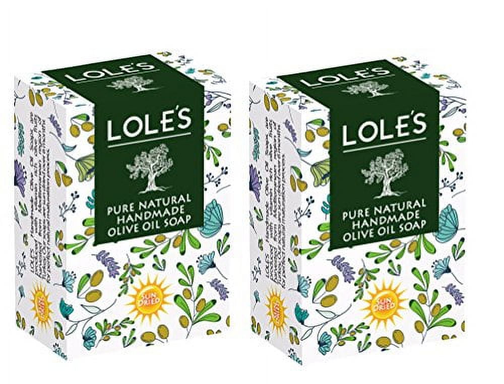 LOLE'S Handmade Olive Oil Soap, 100% Pure Natural Sun Dried Olive Oil Beauty Soap Bar, Ultra Moisturizing Face and Body Care - Vitamin E, SLS-Free, 100% Vegetable - PACK OF 2 (7.05 oz ea)