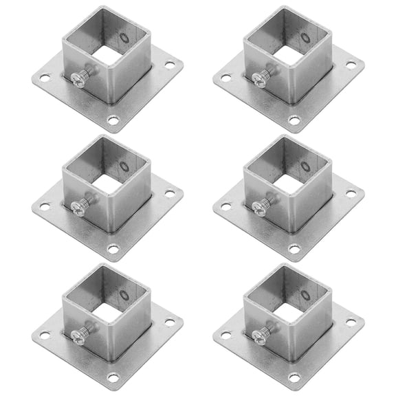 LOLIPPYY 1.2x1.2 Inch Stainless Steel Square Post Flange Base 6pcs Silver