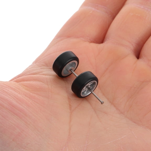 LOLIPPYY 1/64 Scale Black Rubber Wheel Set for DIY Toy Car Modifications with Realistic Design and Detachable Features