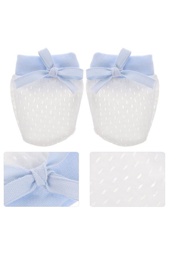 1 Pair Baby Winter Mittens -blue With Facial Skin Protection For Babies