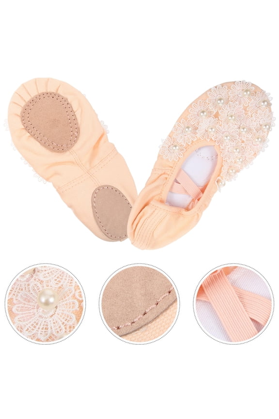 1 Pair Ballet Pointe Shoes for Kids Synthetic Non-slip Movement Control for Stage Performance