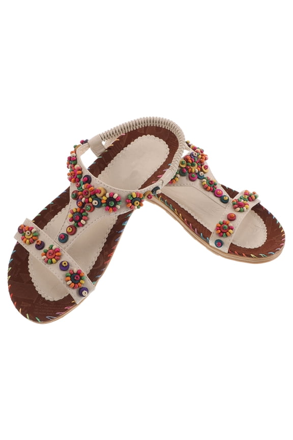 1 Pair Boho Sandals Beach Shoes Non-Slip Sole Lightweight Women Footwear for Summer Travel