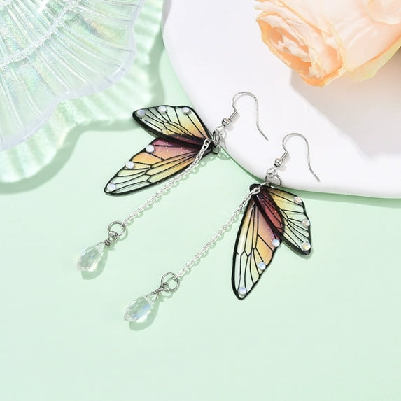 LOLIPPYY 1 Pair Butterfly Earrings: Animal Dangle Earrings For Women - Butterfly Wing Rhinestone Ear Rings - Nature Inspired Jewelry For Parties Cosplay