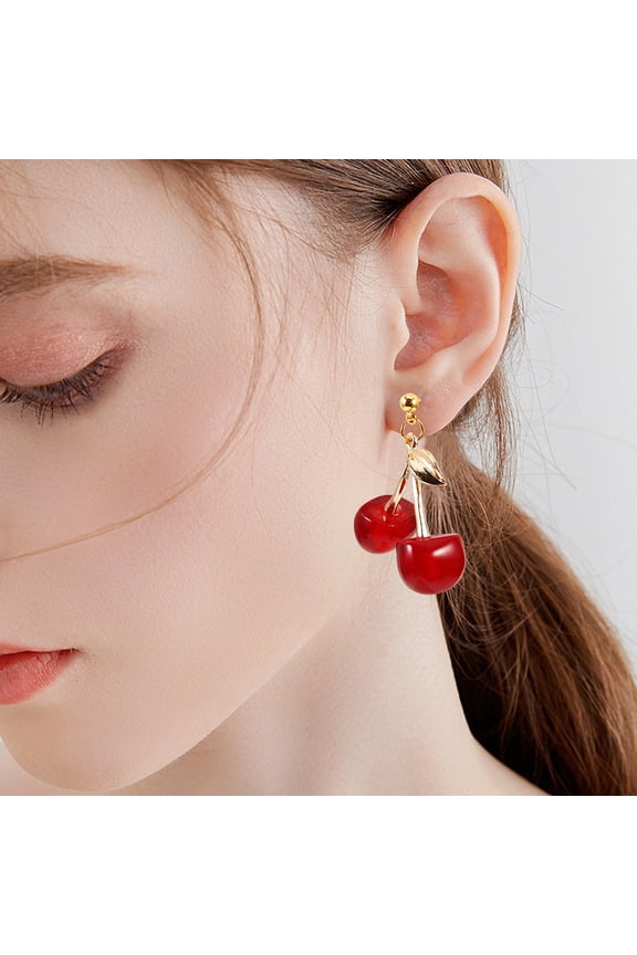1 Pair Cherry Earrings Statement Jewelry with Dangle Design for Women