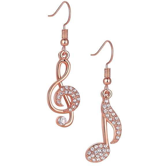 LOLIPPYY 1 Pair Chic Music Note Dangle Earrings Golden Metal for Women Evening Dress Matching