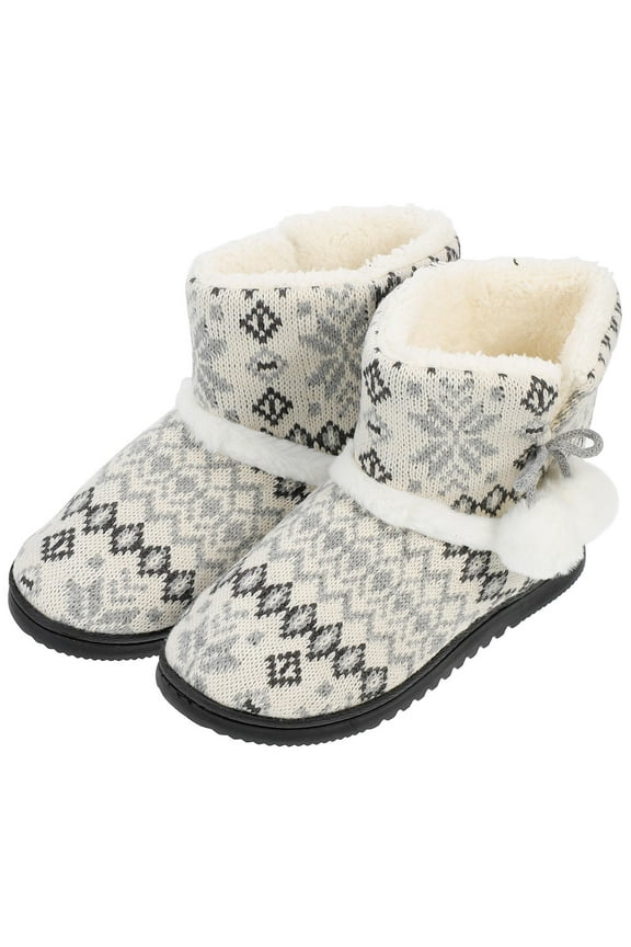 1 Pair Grey Cold Shoes with Thick Sole for Warm and Cozy Indoor Winter Use at Home