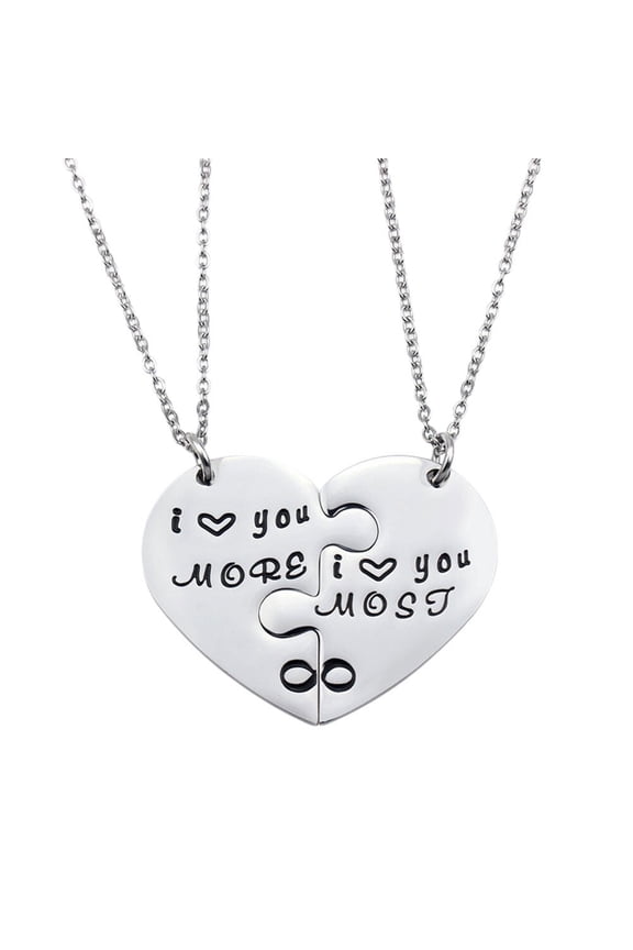 1 Pair Heart-Shaped Couples Matching Necklaces for Wedding, Engagement, and Special Occasions