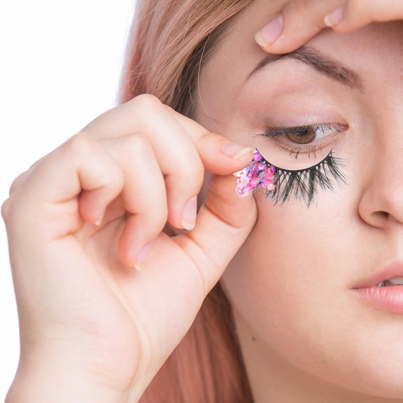 LOLIPPYY 1 Pair Fiber Decorative Eyelashes for Women, Eye Makeup Enhancement Accessory