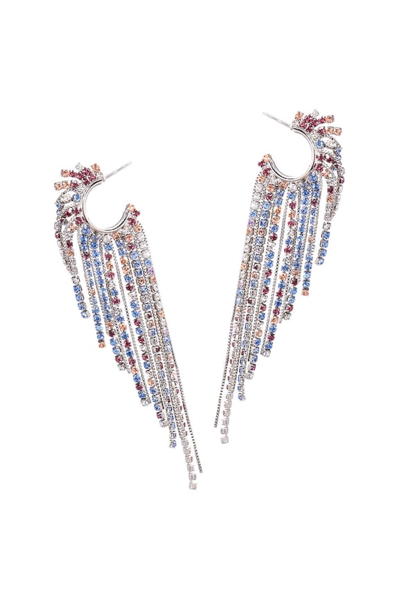 1 Pair Drop Earrings for Women with Gorgeous Look Multi Colored Rhinestone Jewelry