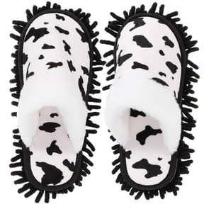 LOLIPPYY 1 Pair Floor Mop Slippers: Detachable Washable Shoes for Cleaning Cow Pattern - Dusting Slippers Funny Mop Shoes for Women Home and Office Use