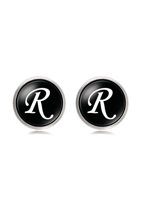 1 Pair Glass Collar Button Black Cufflink Simple Design for Business Meetings and Formal Events