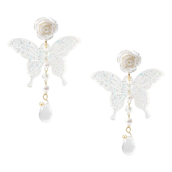 LOLIPPYY 1 Pair Ladies Dangle Earrings White Plastic Trendy Decoration for Jewelry