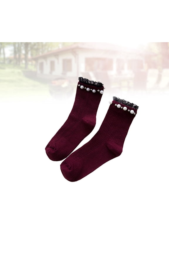 Women's Dark Red Tube Socks, 1 Pair, Warm and Comfortable for Team Sports, Outdoor Activities, and Daily Wear