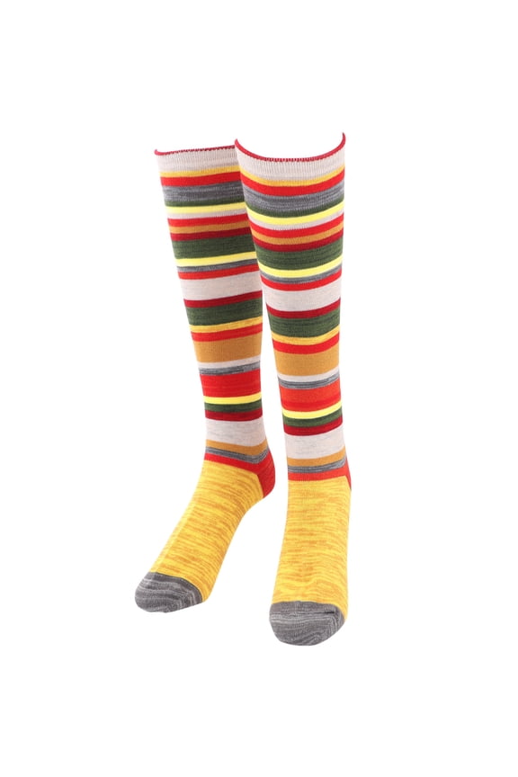 Women's Yellow Striped Cotton Socks, 1 Pair Breathable Fashion Socks for Daily and Style